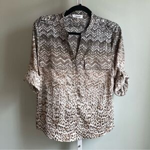 Calvin Klein Ombré V-Neck Patterned Blouse